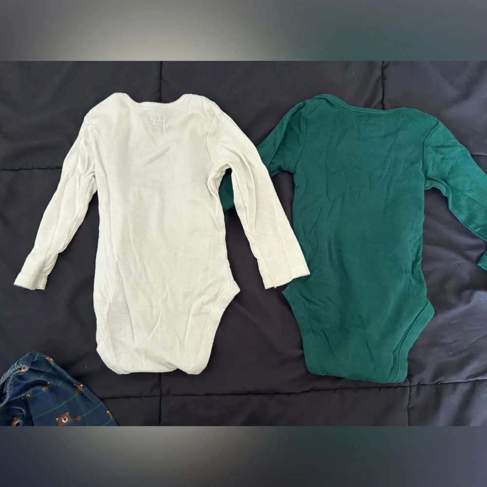 Baby Bodysuit and Pants Set - Green and White - Picture 2 of 7